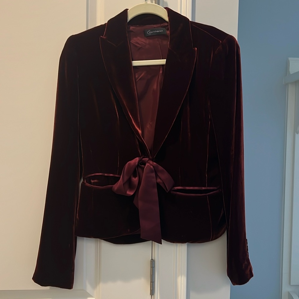 Red Velvet Blazer with ribbon tie